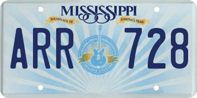 MS license plate ARR728