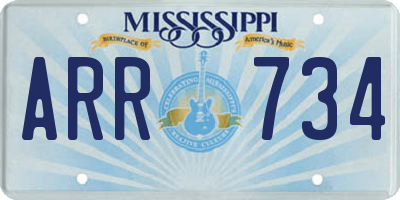 MS license plate ARR734