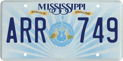 MS license plate ARR749
