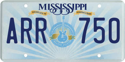 MS license plate ARR750