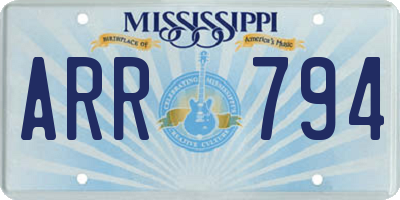 MS license plate ARR794