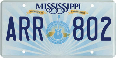 MS license plate ARR802