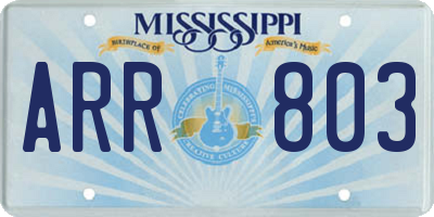 MS license plate ARR803