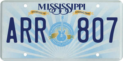 MS license plate ARR807