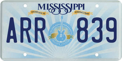MS license plate ARR839