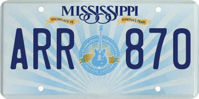 MS license plate ARR870