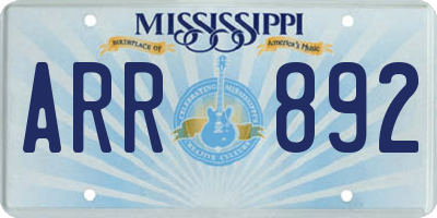 MS license plate ARR892