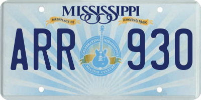 MS license plate ARR930