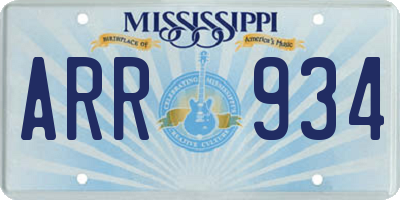 MS license plate ARR934