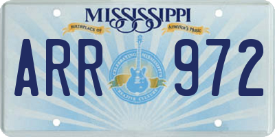 MS license plate ARR972