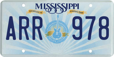 MS license plate ARR978