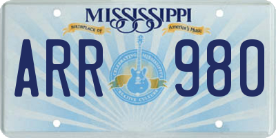 MS license plate ARR980