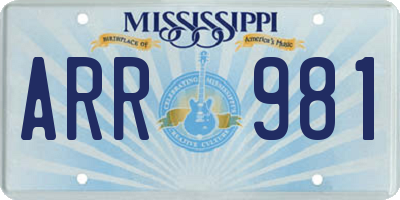 MS license plate ARR981
