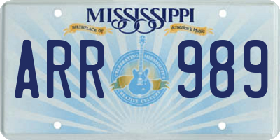 MS license plate ARR989