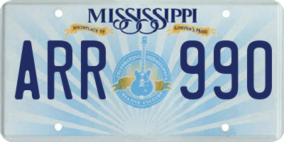 MS license plate ARR990