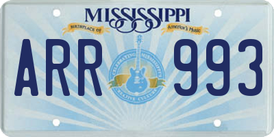 MS license plate ARR993