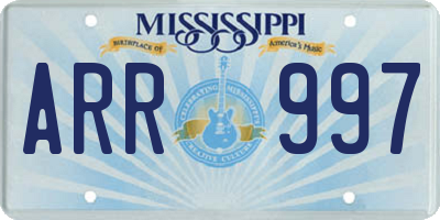 MS license plate ARR997