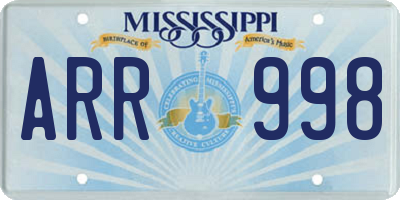 MS license plate ARR998