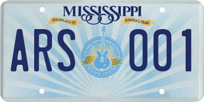 MS license plate ARS001