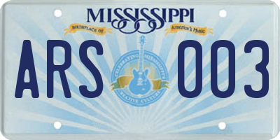 MS license plate ARS003