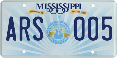 MS license plate ARS005