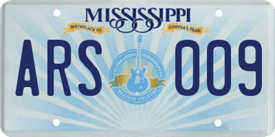 MS license plate ARS009