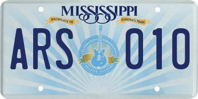 MS license plate ARS010