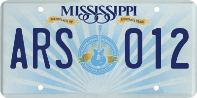 MS license plate ARS012