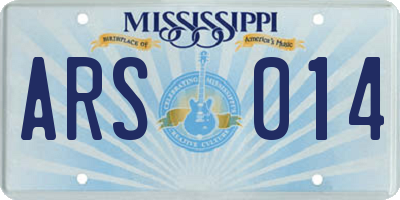 MS license plate ARS014