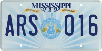 MS license plate ARS016