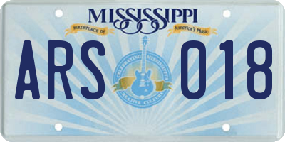 MS license plate ARS018