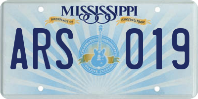 MS license plate ARS019