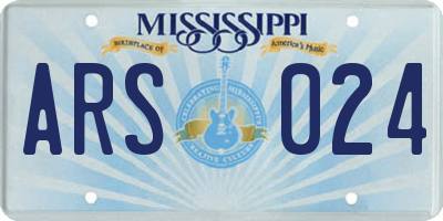 MS license plate ARS024