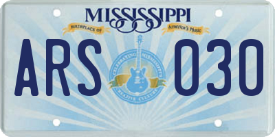 MS license plate ARS030