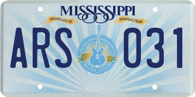 MS license plate ARS031