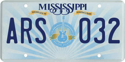 MS license plate ARS032