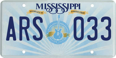 MS license plate ARS033