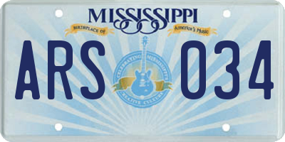 MS license plate ARS034