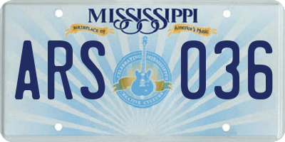 MS license plate ARS036