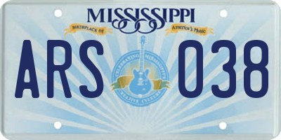 MS license plate ARS038