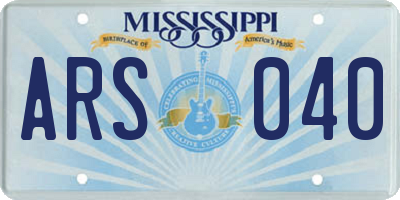 MS license plate ARS040