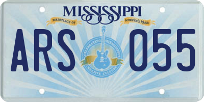 MS license plate ARS055