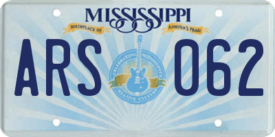 MS license plate ARS062