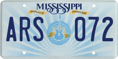 MS license plate ARS072