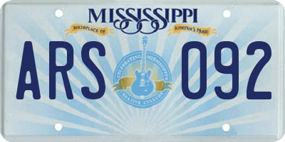 MS license plate ARS092