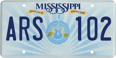 MS license plate ARS102