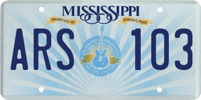 MS license plate ARS103