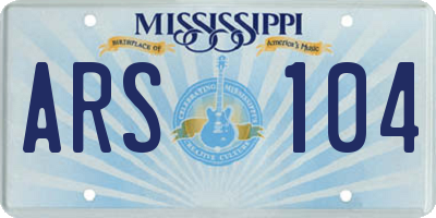 MS license plate ARS104