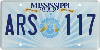 MS license plate ARS117