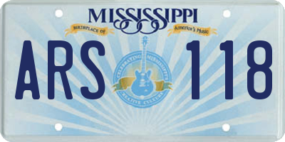 MS license plate ARS118
